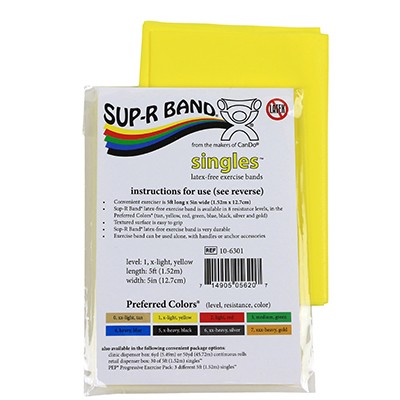 Sup-R Band Latex Free Exercise Band - 5-foot Singles Choose Resistance