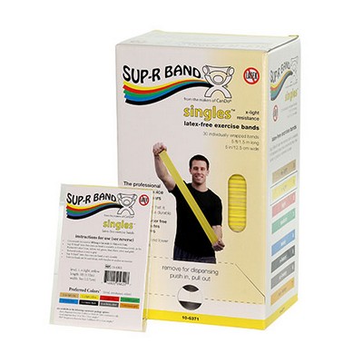 Sup-R Band, latex-free, 5-foot Singles, 30 piece dispenser, Choose Color