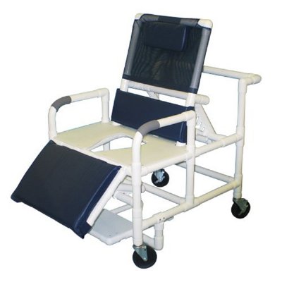 MJM 26"W PVC Bariatric Reclining Shower Chair w/Full Support Seat, 5" x 1 1/4" Heavy Duty Casters