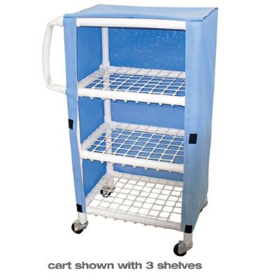 4 Shelf Mini Linen Cart w/Open Grid Shelf System, Shelves 20" x 25", Solid or Mesh Cover
