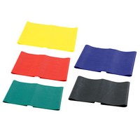 Show product details for CanDo Low Powder Exercise Band - 4' lengths, 5-piece set (1 each: yellow, red, green, blue, black)
