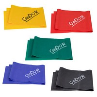 Show product details for CanDo Latex Free Exercise Band - 4' length, 5-piece set (1 each: yellow, red, green, blue, black)