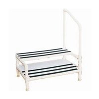 Show product details for PVC Heavy Duty Double Step Stool with Rubber Tips, Right Side Handrail