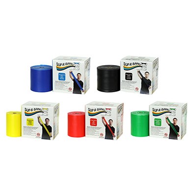 Sup-R Band Latex Free Exercise Band - 50 yard roll - 5-piece set (1 each: yellow, red, green, blue, black)